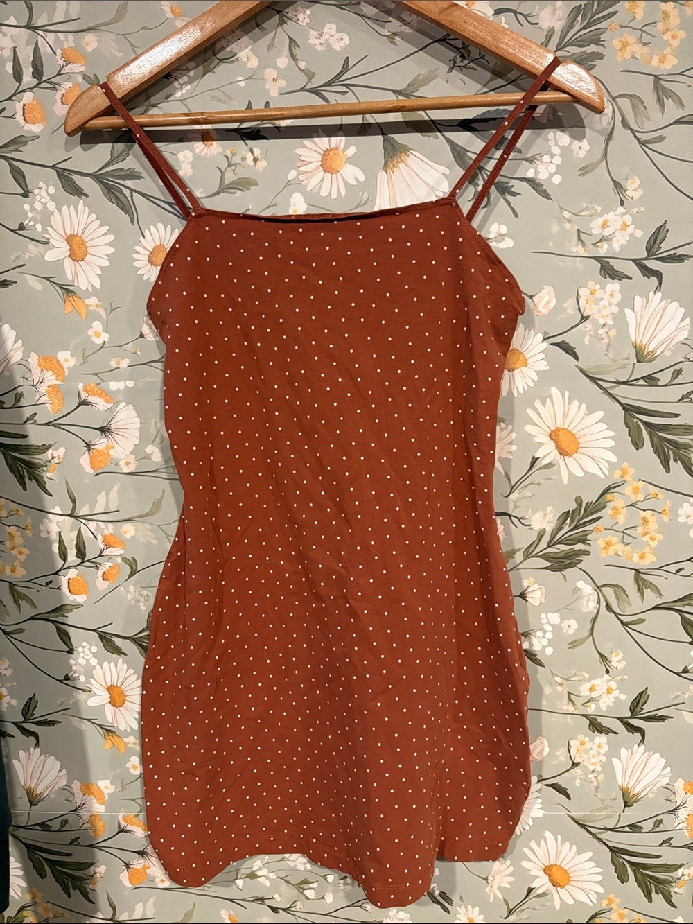 BP Rust Polka Dot Spaghetti Strap mini Dress